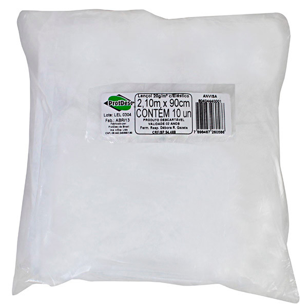 Lençol Elásticos Branco Tnt 2,20mx1,10m -kit c/4 Protdesc