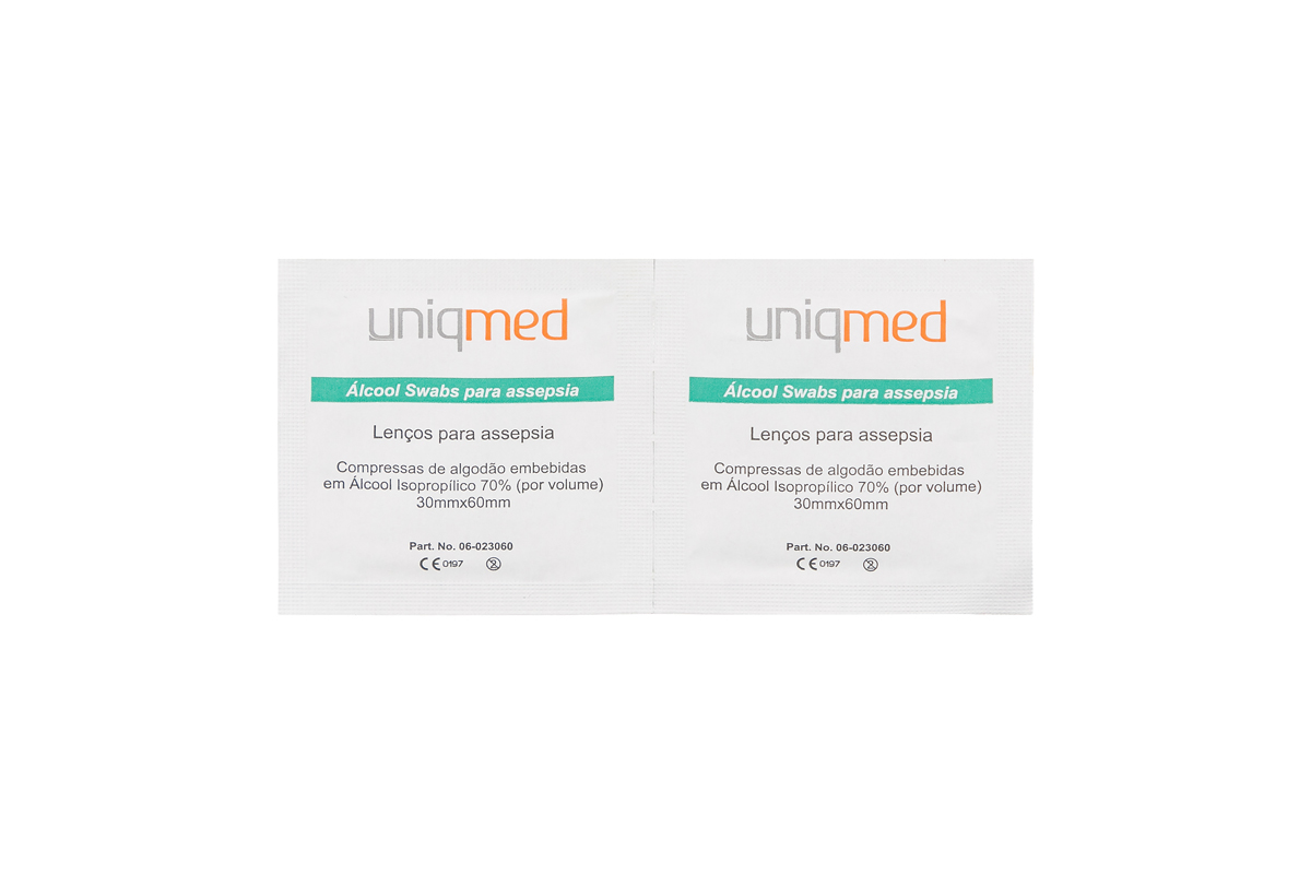 Álcool Swabs 70° c/100 Unidades – kit c/4 Caixa Uniqmed